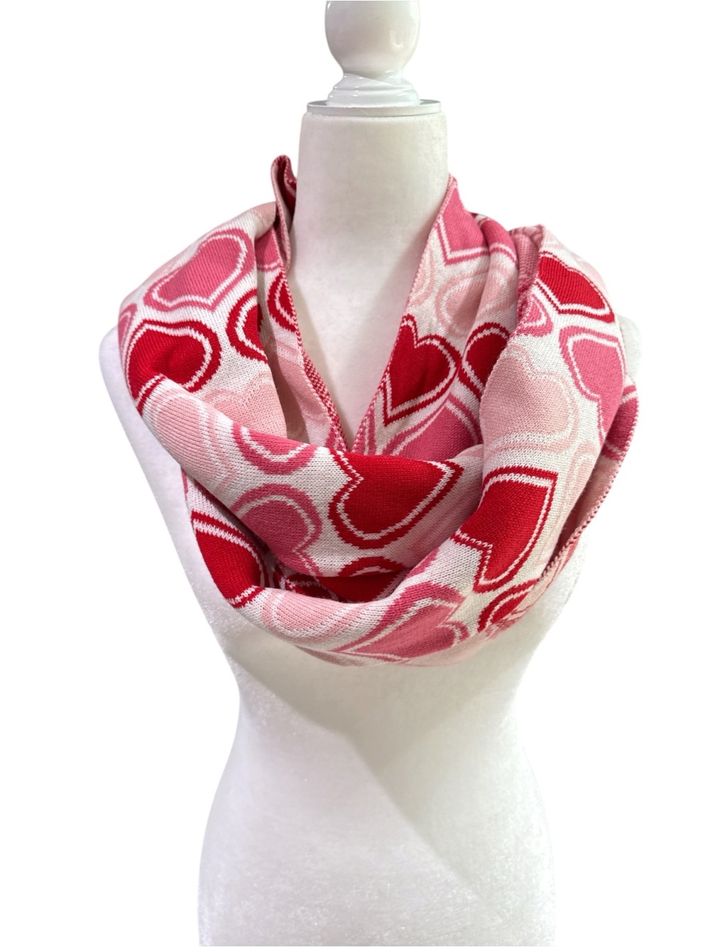 Anna & Ava Pink and Red Heart Infinity Scarf